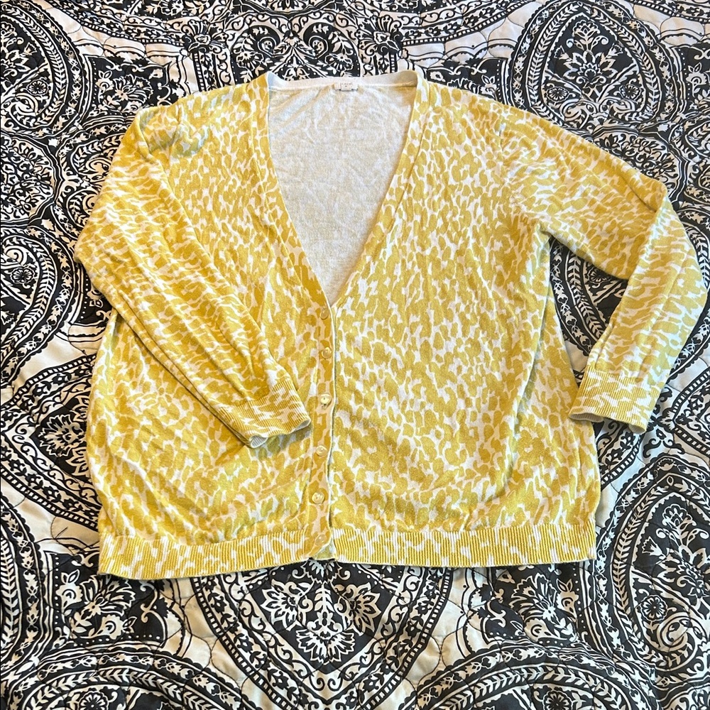 J. Crew Yellow Patterned Cardigan
